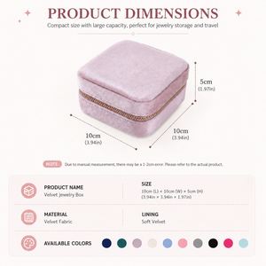 Boîte de rangement personnalisée en velours pour bijoux (boucles d'oreilles, colliers, bagues) avec miroir et doublure en PU – Cadeau idéal pour les événements - Product Image 2
