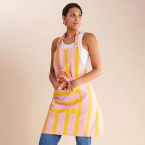 Pink Lemonade Stripes Polyester Professional Cooking Apron Bib Custom Logo <b>Label</b> Chef Designed <b>Kitchen</b> Pockets Custom Colors - Product Image 3