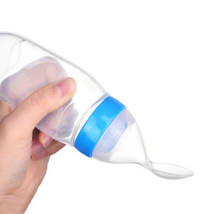 에버소울 도매 유아용품, 베이비 시리얼 스퀴즈 피딩 스푼, 흡착판 바닥과 스푼이 포함된 실리콘 이유식 젖병 - Product Image 2