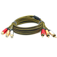 Câble d'extension AV nickelé 3 RC-A mâle/femelle 1m pour audio vidéo composite de voiture