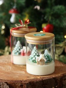 LANJO Handmade Christmas Scented Candle Set Glass Jar Nordic Style Holiday Decor Art Candle with <b>Tree</b> <b>Topper</b> Home Decoration - Product Image 4