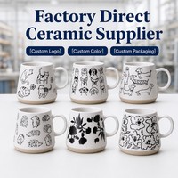Vente en gros en vrac moderne mat impression à la main latte verres fond en argile tasse à thé personnalisée café tasse en céramique