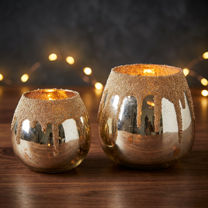 Sonnet Decor Porte-bougie et support en verre fait main pour décoration intérieure, bougie votive de Noël - Product Image 2