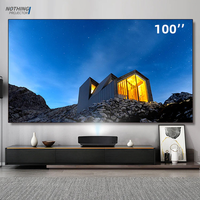 Luxury Series NP Fresnel Optical UST 100 Projection Screen Fixed Frame ALR Laser Projector 16:9 4K Beamer Screen 1.2x Gain BLACK