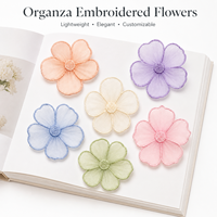 Adornos de Organza Bordados con Flores, Elegantes y Transparentes, para Decoración de Empaques y Pedidos OEM, Venta al Por Mayor