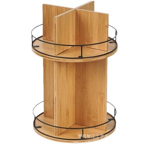 Wooden kitchen rack combining iron and wood, rotating multi-layer <b>spice</b> <b>jars</b>, seasoning boxes, kitchenware and tableware - Product Image 5