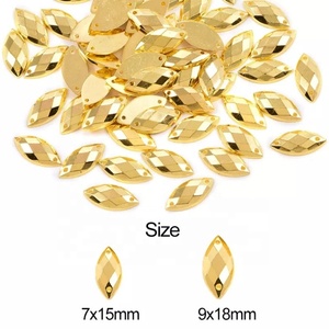 Oleeya - Gemas Acrílicas con Forma de Ojo de Caballo en Dorado, de Todos los Tamaños, con Reverso Plano, Cristales de Estrás, Pedrería para Coser en Vestidos, Manualidades y Decoración - Product Image 3