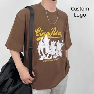 Camiseta de algodón de punto suelto OEM para hombre, personalizada con transferencia térmica, logotipo estereoscópico de silicona PVC 3D, camiseta informal. - Product Image 1