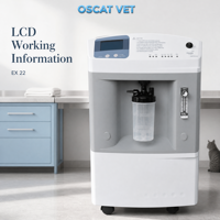 Appareil à oxygène vétérinaire OSCAT EX 22 avec design silencieux, écran LCD et pureté de 93 % pour les soins des petits animaux