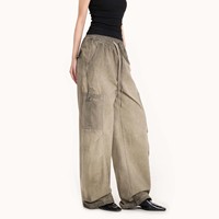 Celana Cargo Khaki Kerja Terbaru Grosir, Banyak Kantong, Tali Serut, Kantong Berkancing, Kaki Lurus, Distressed, OEM Custom