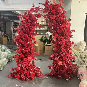 KL-HOA010 Wholesale <b>Artificial</b> Horn <b>Flower</b> Arch Backdrop Wedding Arch <b>Flower</b> Arrangement Red Rose Arch <b>Flowers</b> Decoration - Product Image 1