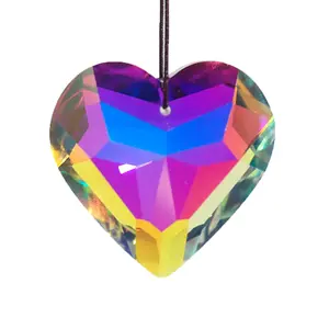 Cristal melocotón corazón prisma colgante luz Suncatcher prisma colgante Decoración