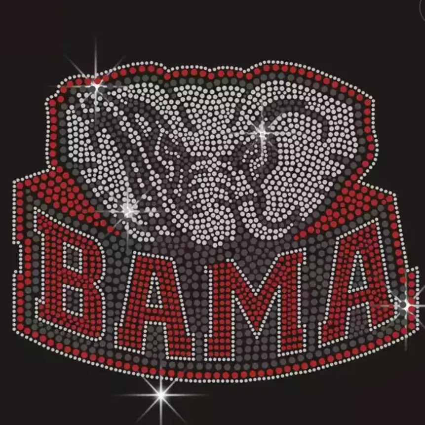 Alabama Elephant Logo Custom Football Heat Press Bling Rhinestone Transfer