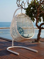 Fauteuil suspendu œuf d'extérieur moderne personnalisé en rotin PE tressé à la main, résistant aux intempéries, avec coussin imperméable pour jardin et patio