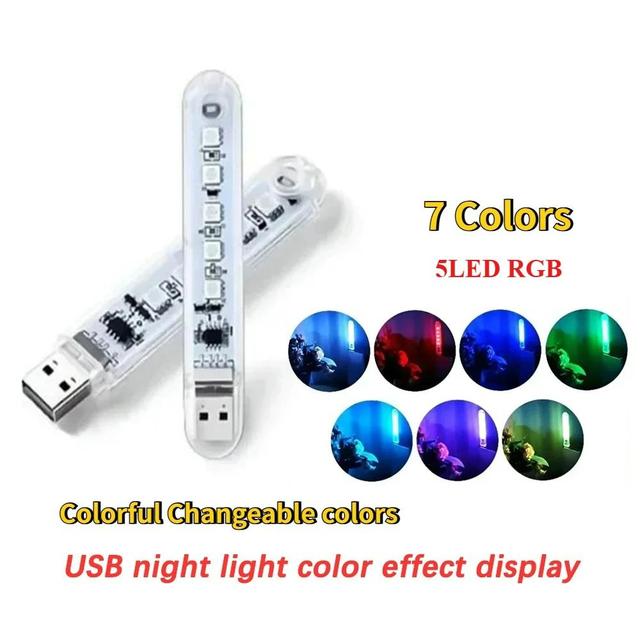 USB Plug Lamp Colorful RGB USB LED Plug and Play Night Light LED Computer Mobile Power Charging Atmosphere Night Lights