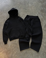 Ensemble de survêtement unisexe en coton épais, coupe oversize, uni, pour femmes et hommes, comprenant un pantalon de jogging et un sweat à capuche