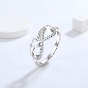 Anello argento cuore eterno promessa infinito anello squisito 925 argento Sterling Zirconia moda <span class=keywords><strong>gioielli</strong></span> in zircone classico - Product Image 2