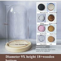 Cloche en verre Art Déco écologique de 9 cm de diamètre et de 12 à 25 cm de hauteur, base en bois massif, décoration de maison et de bureau recyclable à faire soi-même