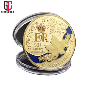 Pièce commémorative en émail métallique personnalisée d'usine, 12 ans, <span class=keywords><strong>Elizabeth</strong></span> II, 90e anniversaire, médaille plaquée argent et or - Product Image 2