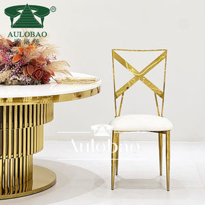 Modern Cross Back Titanium <b>Gold</b> Stainless Steel Dining Event <b>Chair</b> - Product Image 1