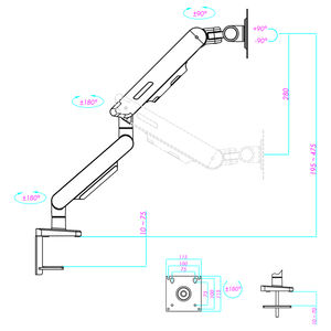 Nuovo supporto di sollevamento a molla meccanico ergonomico a braccio singolo per Monitor da 17-32 pollici con gestione del cavo e VESA a sgancio rapido - Product Image 2