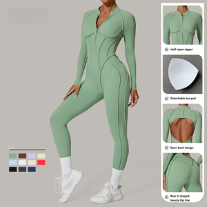 WWOJIEERカスタム圧縮ワンシー通気性ジムヨガスポーツジャンプスーツシェイプウェアボディスーツ女性用ヨガジャンプスーツワンピース - Product Image 2