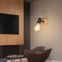 Support de lampe E27, spot LED pour plafond, corps en fer, design industriel, montage en surface, abat-jour noir, lampe murale pour chambre à coucher, salon