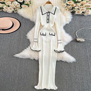 Nuovi Arrivi: <span class=keywords><strong>Abito</strong></span> Autunnale alla Moda con Colletto a Camicia, <span class=keywords><strong>Svasato</strong></span>, a Maniche Lunghe, <span class=keywords><strong>in</strong></span> <span class=keywords><strong>Maglia</strong></span> per Donna - Product Image 3