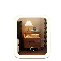 Nouveau miroir de maquillage de bureau personnalisé avec LED, pliable, portable, design triangulaire, support carré, lumières de table