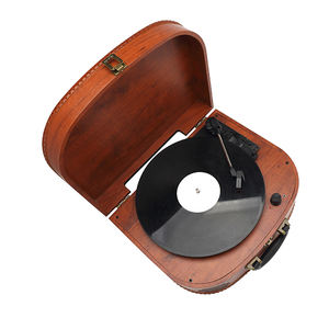 Tourne-disque vinyle multifonction marron élégant au design moderne parfait, lecteur de disques à entraînement par courroie - Product Image 4