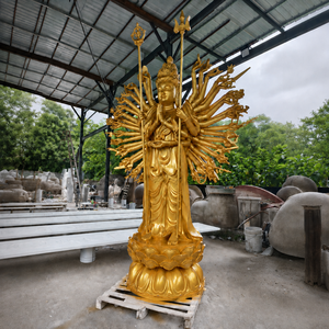 Maßgefertigte Vergoldete Guan Yin Buddhistische Statue Skulptur aus Glasfaser 3D-Druck Buddhistische Artikel Buddhistische Gartenfigur Kunst Großhandel - Product Image 1