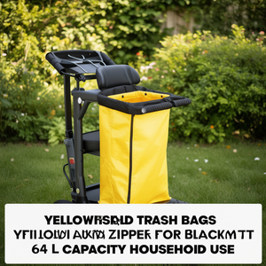 Sacchi per la Spazzatura Gialli con Cerniera per Carrello Nero, Capacità 64 L, Uso Domestico - Product Image 3
