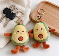 Porte-clés en peluche avocat mignon de dessin animé, poupée fruit en peluche Kawaii, porte-clés doux en forme 3D, breloque de sac en peluche pour cadeau d'anniversaire