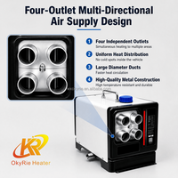 Chauffage d'appoint diesel OkyRie, direct usine, 8-10KW, robuste, à quatre sorties, avec contrôle par application, tout-en-un
