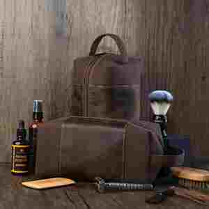 Bolsa de Aseo Personalizada con Logotipo, de Cuero PU para Hombre, Bolsa de Maquillaje Ecológica de Lona, Bolsa de Afeitado Retro para Accesorios de Aseo - Product Image 4