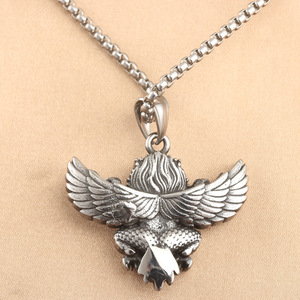Collier pendentif aigle en acier inoxydable pour homme, style punk rétro, bijou animalier, design géométrique, couleur acier 231032 - Product Image 2