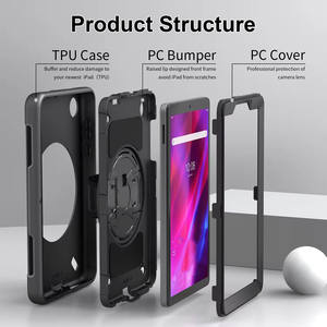 Étui <span class=keywords><strong>pour</strong></span> <span class=keywords><strong>tablette</strong></span> <span class=keywords><strong>Lenovo</strong></span> K10 2021 <span class=keywords><strong>TB</strong></span>-<span class=keywords><strong>X606F</strong></span>/606X/X6C6F/X6C6X/X6C6NBF avec béquille rotative à 360° et sangle de main et d'épaule - Product Image 2