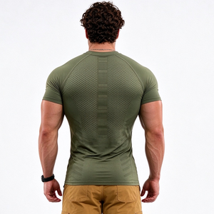 Polyester <b>Men's</b> Slim Fit Short Sleeve Silk Screen Printed Knitted <b>T</b>-<b>Shirts</b>-Custom Logo Blank Wholesale Seamless Summer Tshirt - Product Image 3