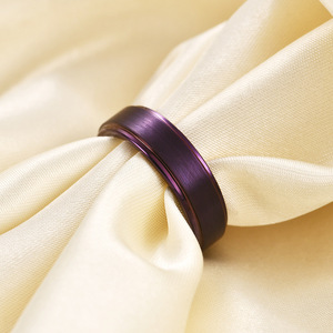Purple Tungsten Steel Ring 468mm <b>Brushed</b> Finish Women's Fashion Jewelry Gift Band Simple Stylish Design - Product Image 2