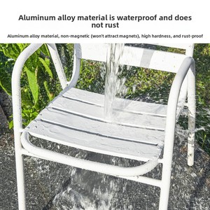 Ensemble table et chaises en alliage d'aluminium de style nordique minimaliste pour cafés, patios, jardins, terrasses ; résistant aux intempéries, personnalisable - Product Image 2