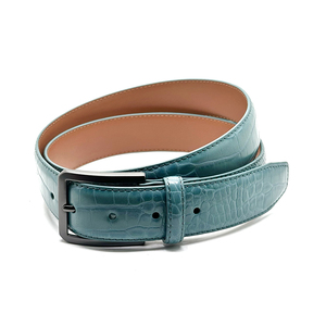Cintura <span class=keywords><strong>in</strong></span> Vera <span class=keywords><strong>Pelle</strong></span> di Lusso Personalizzata con Logo per Uomo e <span class=keywords><strong>Donna</strong></span>, Fibbia a Perno, Stile Casual e Formale, Decorazione con Motivo Coccodrillo <span class=keywords><strong>in</strong></span> Rilievo - Product Image 4