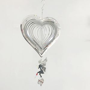 Amour en forme <span class=keywords><strong>de</strong></span> coeur avec ange pendentif carillon éolien jardin extérieur intérieur balcon paysage décoration vent cloche Sublimation Spinner - Product Image 5