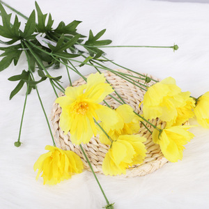 QIHAO Artificial 7-Headed Hibiscus Silk Flower High Simulation Home Decor Living Room Ornament - Product Image 3