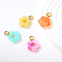 Pendentif Fleur à Cinq Pétales en Acrylique Coloré Plaqué Or 18K PVD Printemps-Été pour Collier, Bracelet et Création de Bijoux DIY