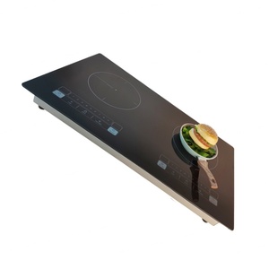 Custom Black Glass Ceramic Cooktops Material for Induction Electric <b>Cookers</b> Black Glass Inverter Cooktop with 2 Burner - Product Image 2