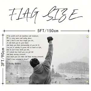 ธงคำคมสร้างแรงบันดาลใจ ร็อคกี้ บัลบัว ซันไชน์ แอนด์ เรนโบว์ส ขนาด 3x5 ฟุต พร้อมห่วงทองเหลืองอย่างดี สำหรับตกแต่งภายนอก - Product Image 2