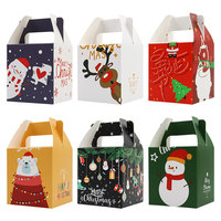 Boîtes en papier pour cadeaux de fête de Noël avec poignée, boîtes à bonbons et friandises de Noël pour pâtisseries, cupcakes