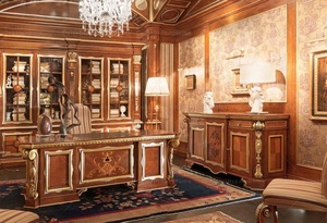 Mobili per ufficio di lusso di alta qualità scrivanie per ufficio in legno per la casa e sedie in <span class=keywords><strong>pelle</strong></span> nera - Product Image 3