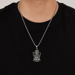 क्लासिक स्टेनलेस स्टील बुधा देवता पेलेंट हार हिप हॉप कास्टिंग थेल और अभिभावक देवदूत एमुलेट पेलेंट हाथी गहने - Product Image 5