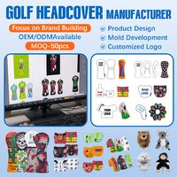Funda para cabeza de palo de golf de cuero PU bordada, para juego de palos de madera, accesorios de golf, funda para driver.